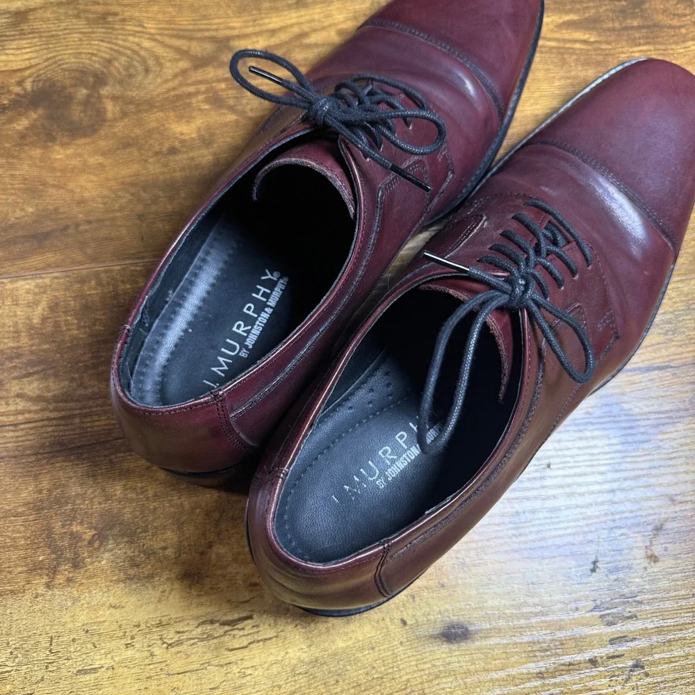 J. Murphy Johnston & Murphy 59-11703 Burgundy Leather Cap Toe Oxford Mens 13M